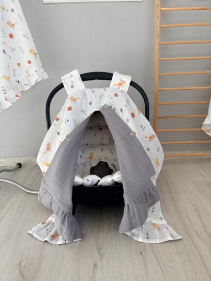 %100 Pamuk Çok Amaçlı Çift Katlı Çift Kullanımlı Müslin Puset Örtüsü Ve Minderi(Pileli)