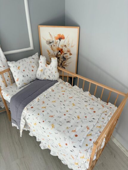 Çift Katlı Pileli Yorgan seti Kuş Dsn(Tasarım)