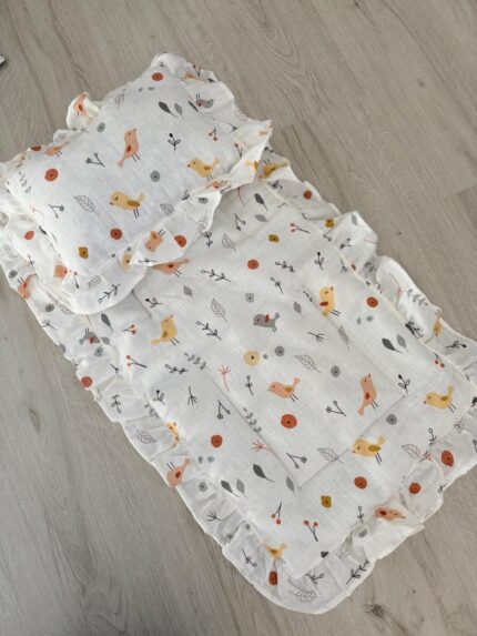 %100 Pamuk Alt Açma Matı ve Yastık Kuş Dsn( Tasarım )