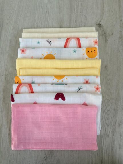 %100 PAMUK ÇİFT KATLI MÜSLİN AĞIZ MENDİLİ(pembe)