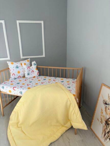 Çift Katlı Pileli Yorgan Seti (Güneş Desen)